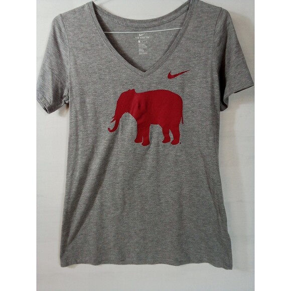 Women's Gray  Nike Tee Roll Tide Elephant V-neck Size Large - Picture 5 of 13